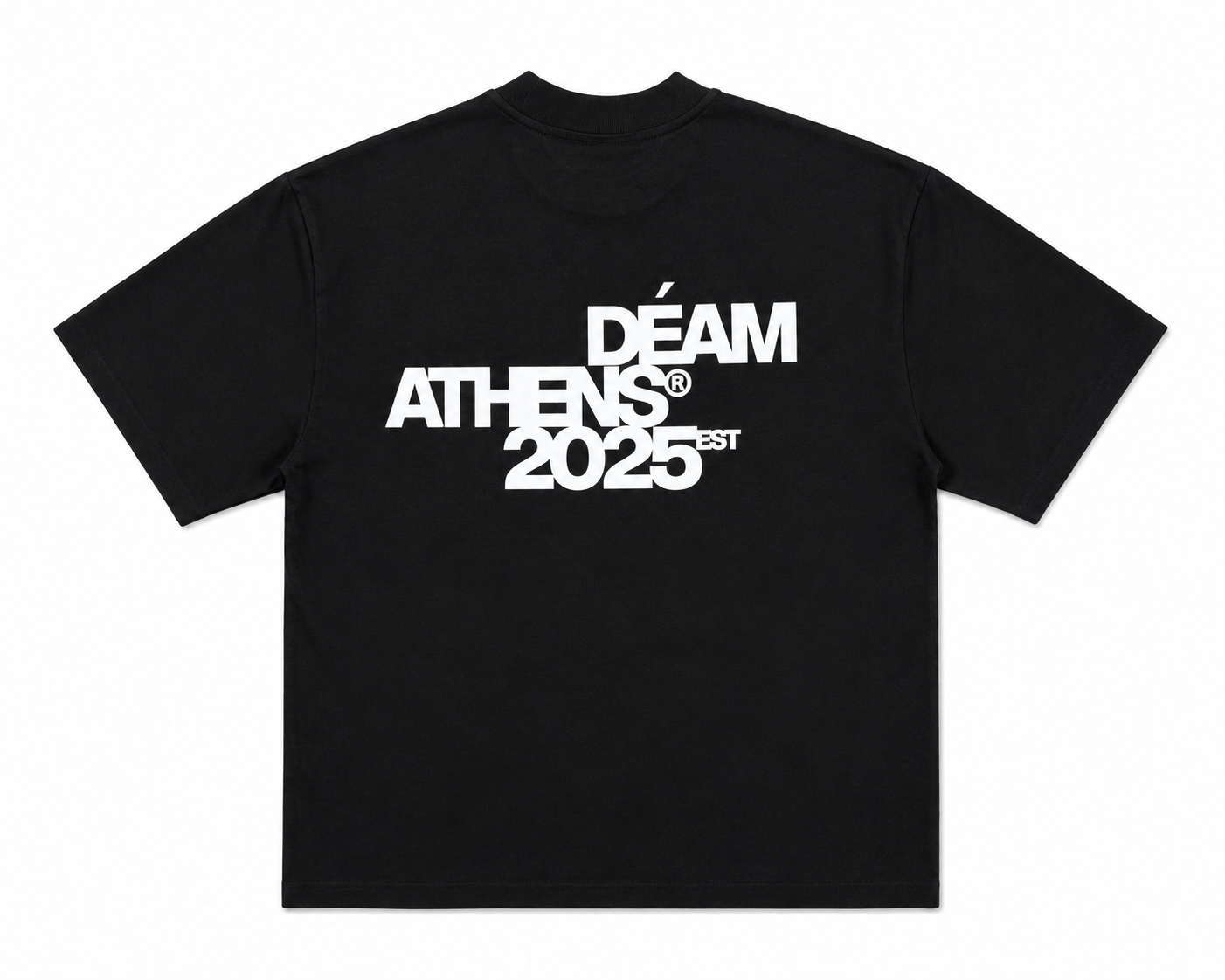 DEAM BLACK COTTON TSHIRT WITH LOGO PRINT