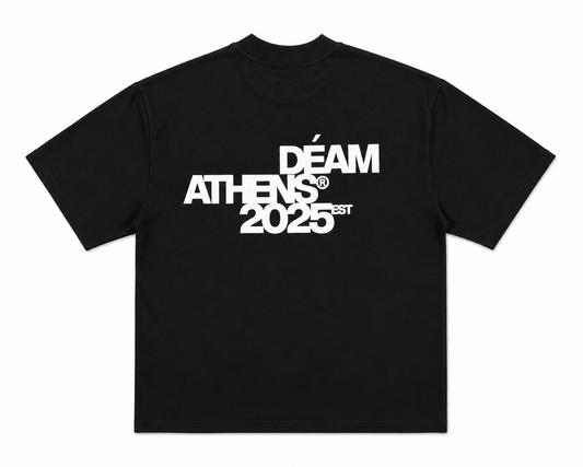 DEAM BLACK COTTON TSHIRT WITH LOGO PRINT