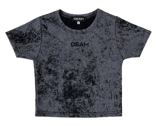 DEAM ACID GREY WASH CROPPED T-SHIRT