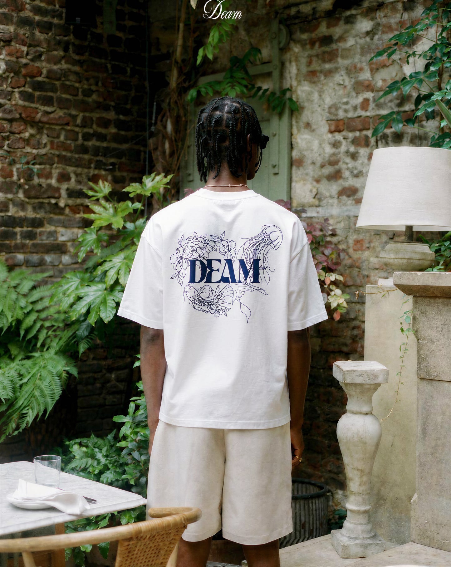 DEAM 'JELLYFISH' COTTON TSHIRT WITH LOGO PRINT