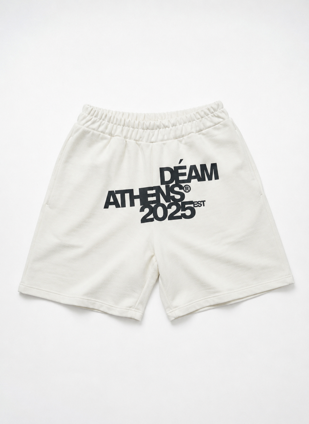DEAM ECRU COTTON SHORTS WITH LOGO PRINT