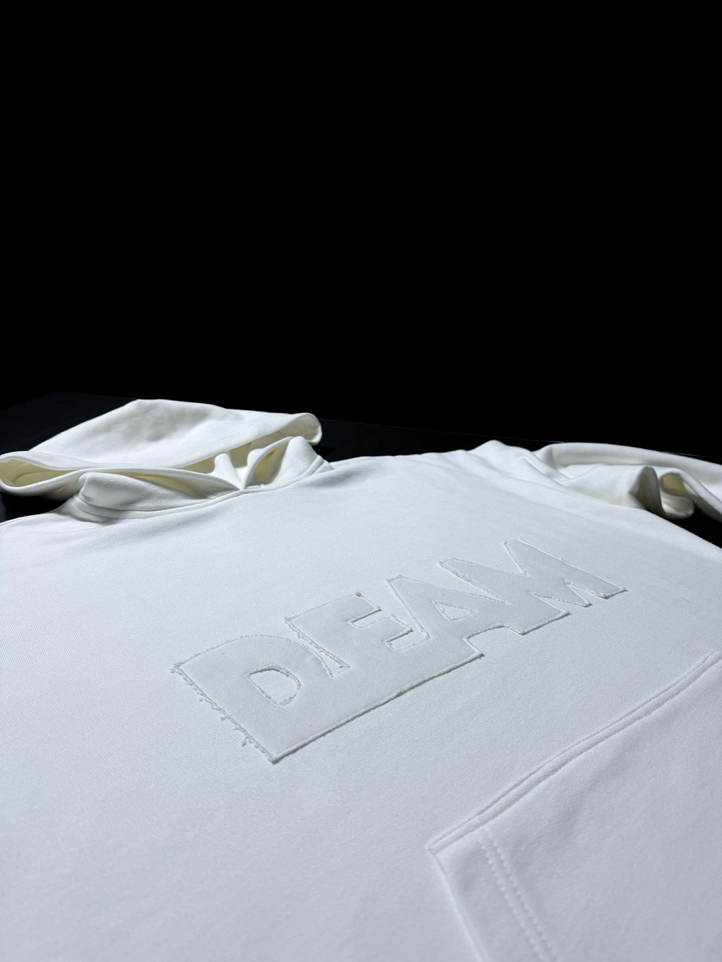 DEAM ECRU WHITE HOODIE WITH PATCH