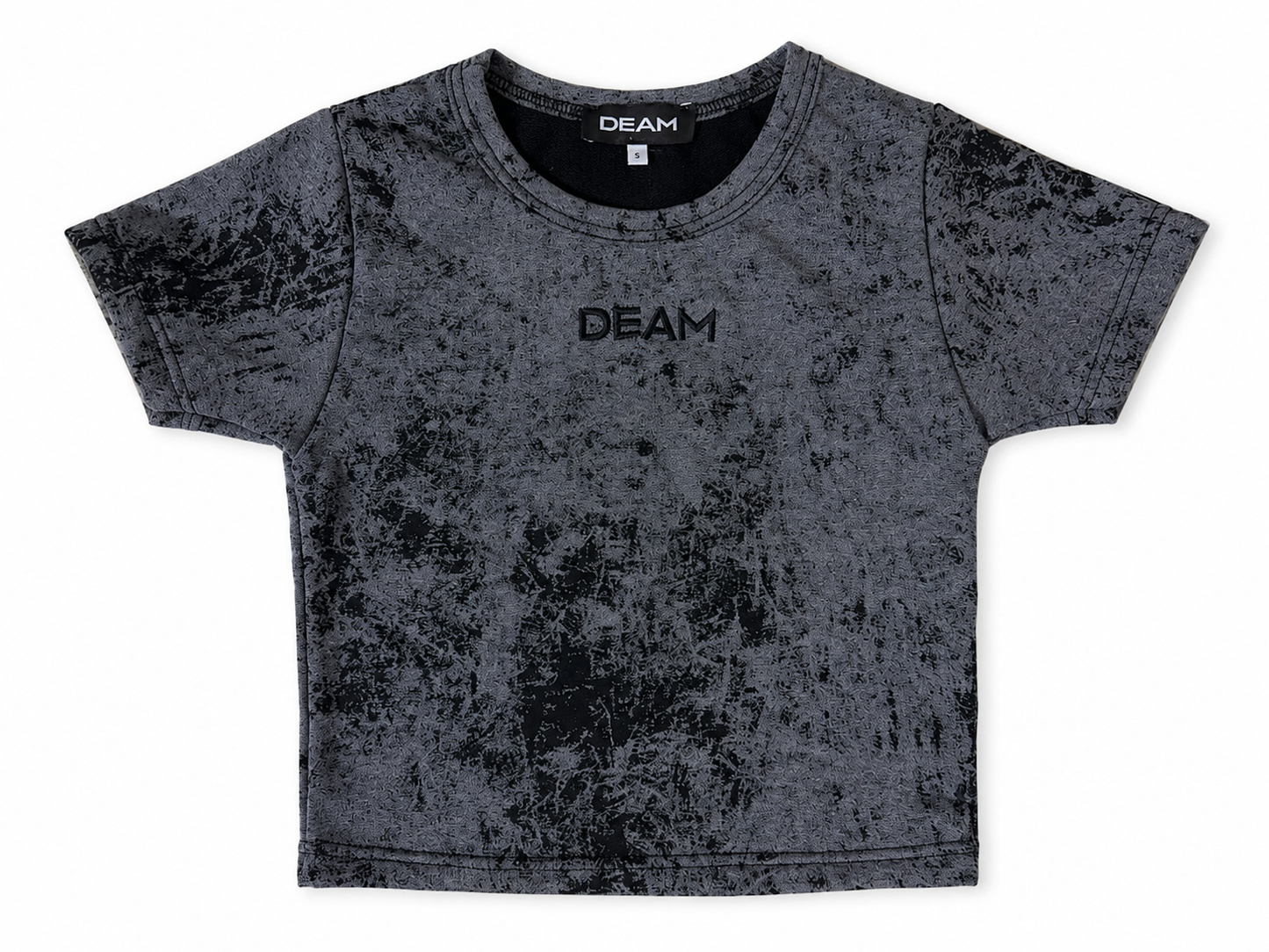 DEAM ACID GREY WASH CROPPED T-SHIRT