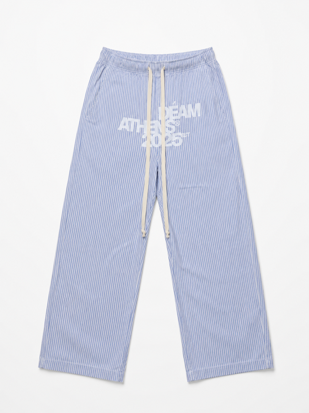 DEAM BLUE PINSTRIPE BAGGY PANTS WITH LOGO PRINT