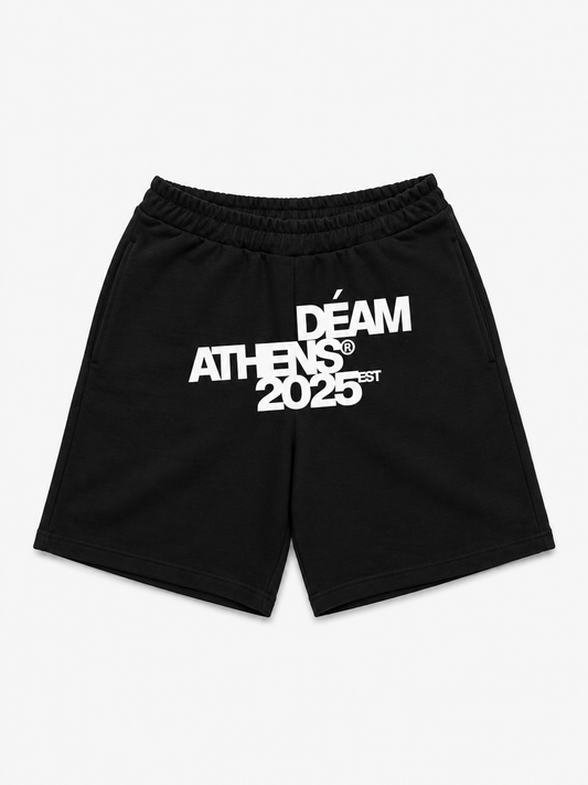DEAM BLACK COTTON SHORTS WITH LOGO PRINT