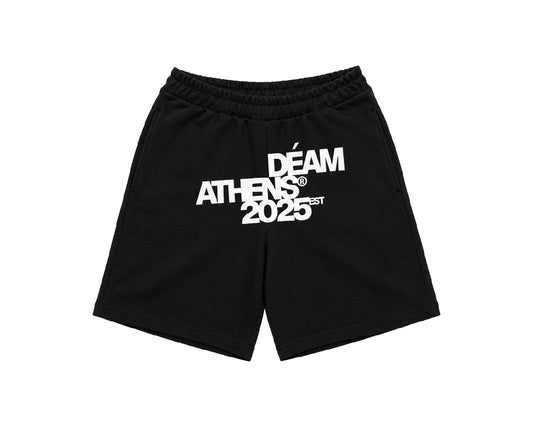 DEAM BLACK COTTON SHORTS WITH LOGO PRINT