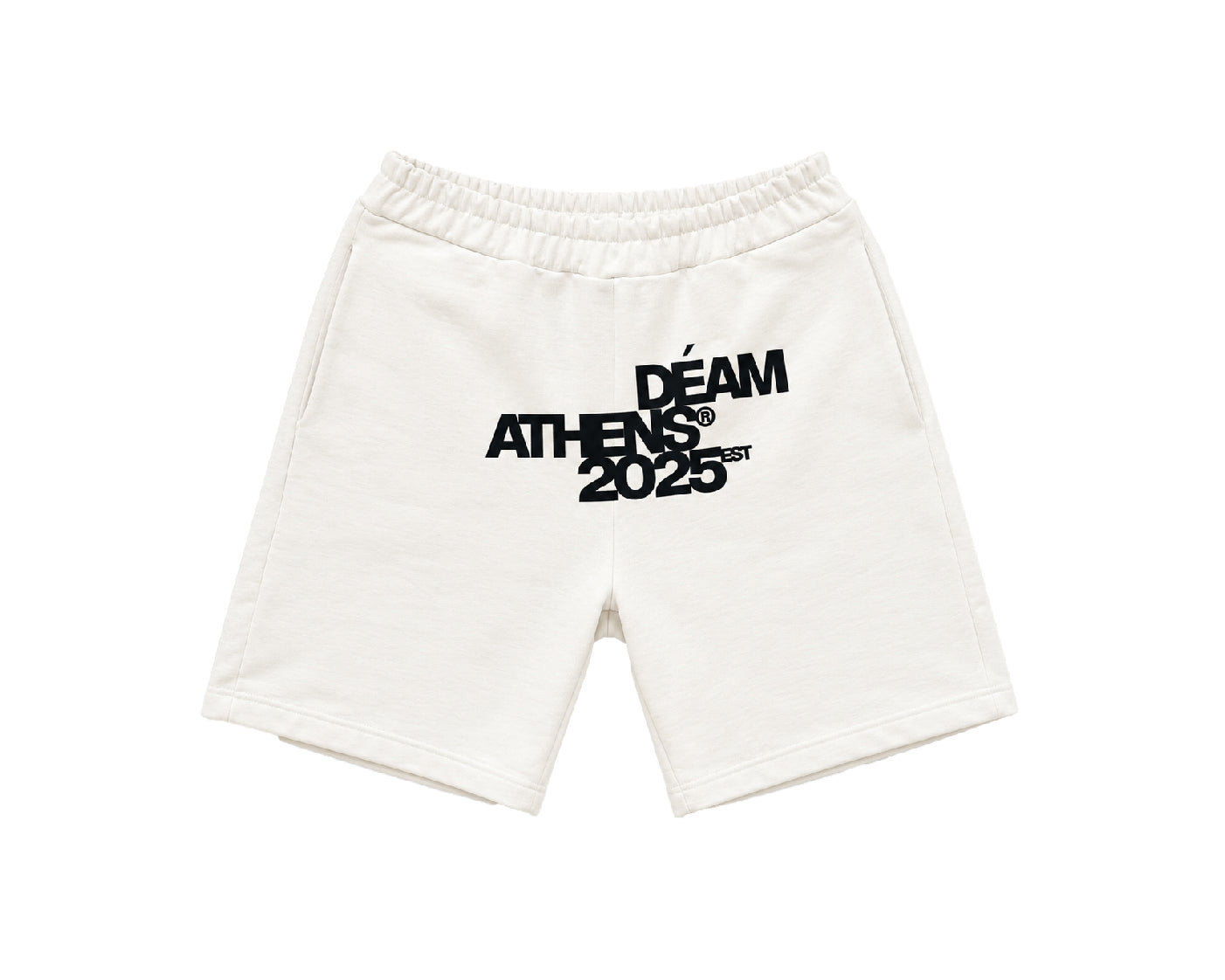 DEAM ECRU COTTON SHORTS WITH LOGO PRINT