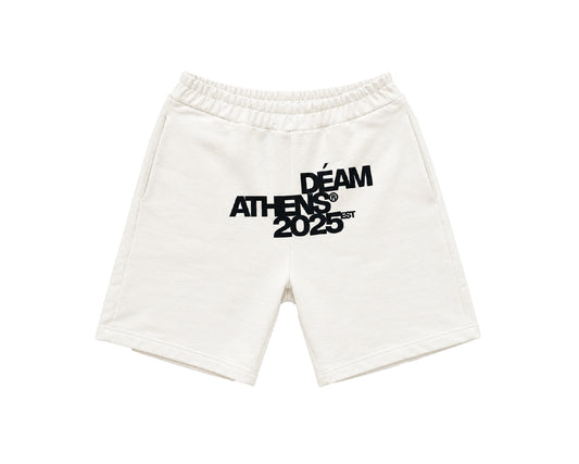 DEAM ECRU COTTON SHORTS WITH LOGO PRINT
