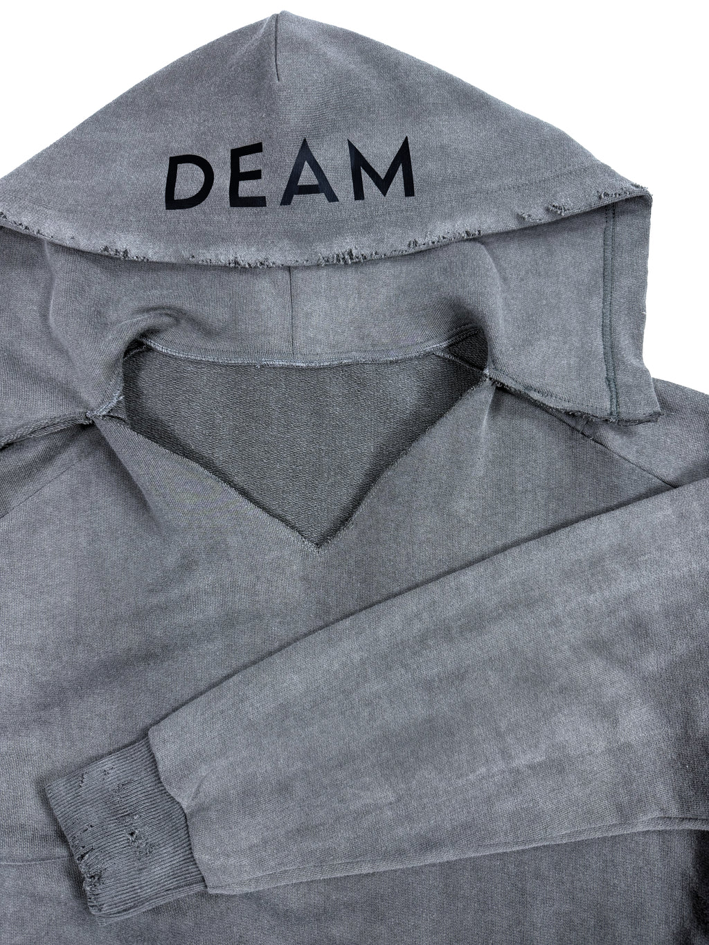 DEAM GREY DELAVE WOMEN DISTRESSED HOODIE WITH PRINT