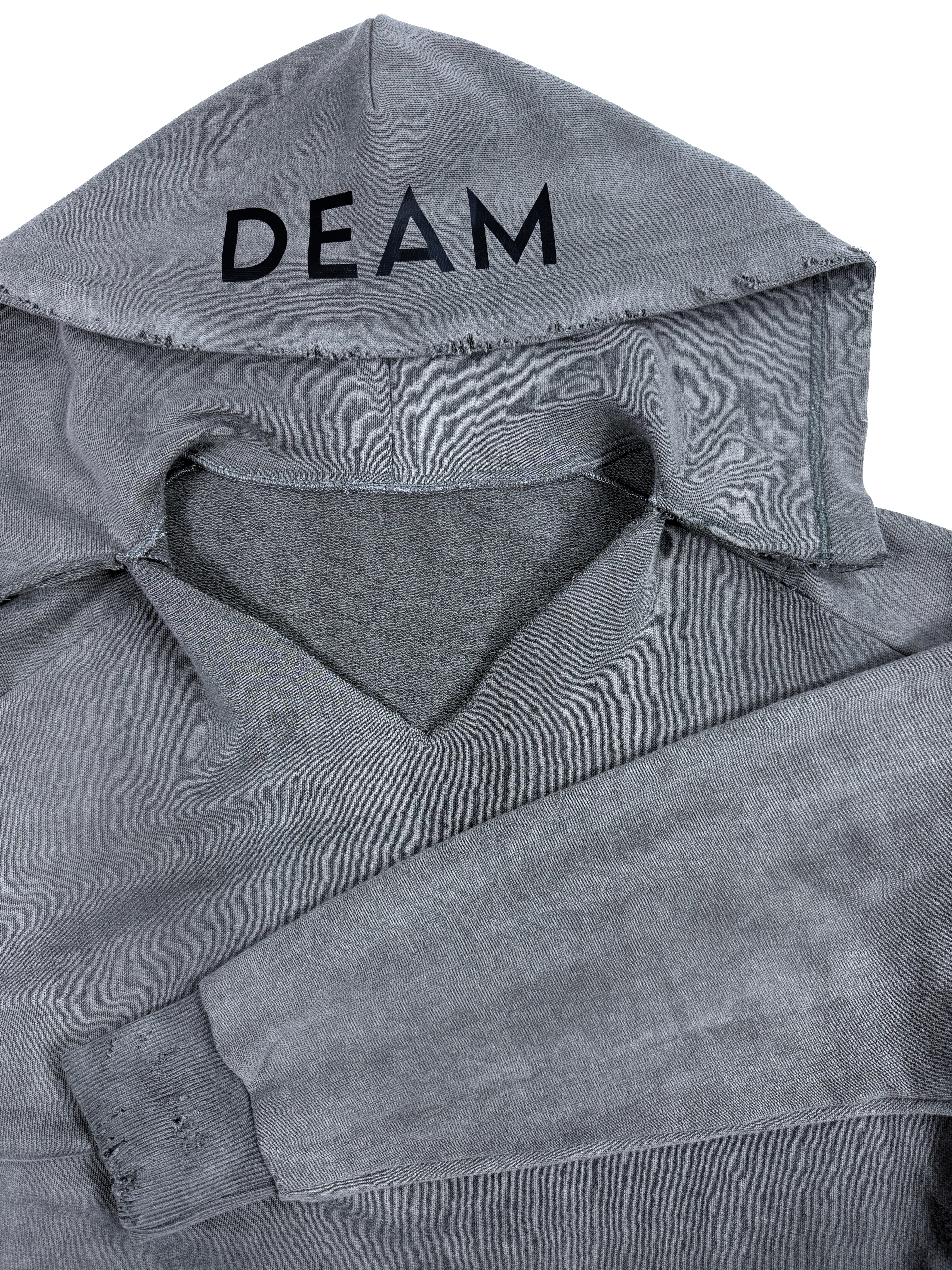 DEAM GREY DELAVE WOMEN DISTRESSED HOODIE WITH PRINT