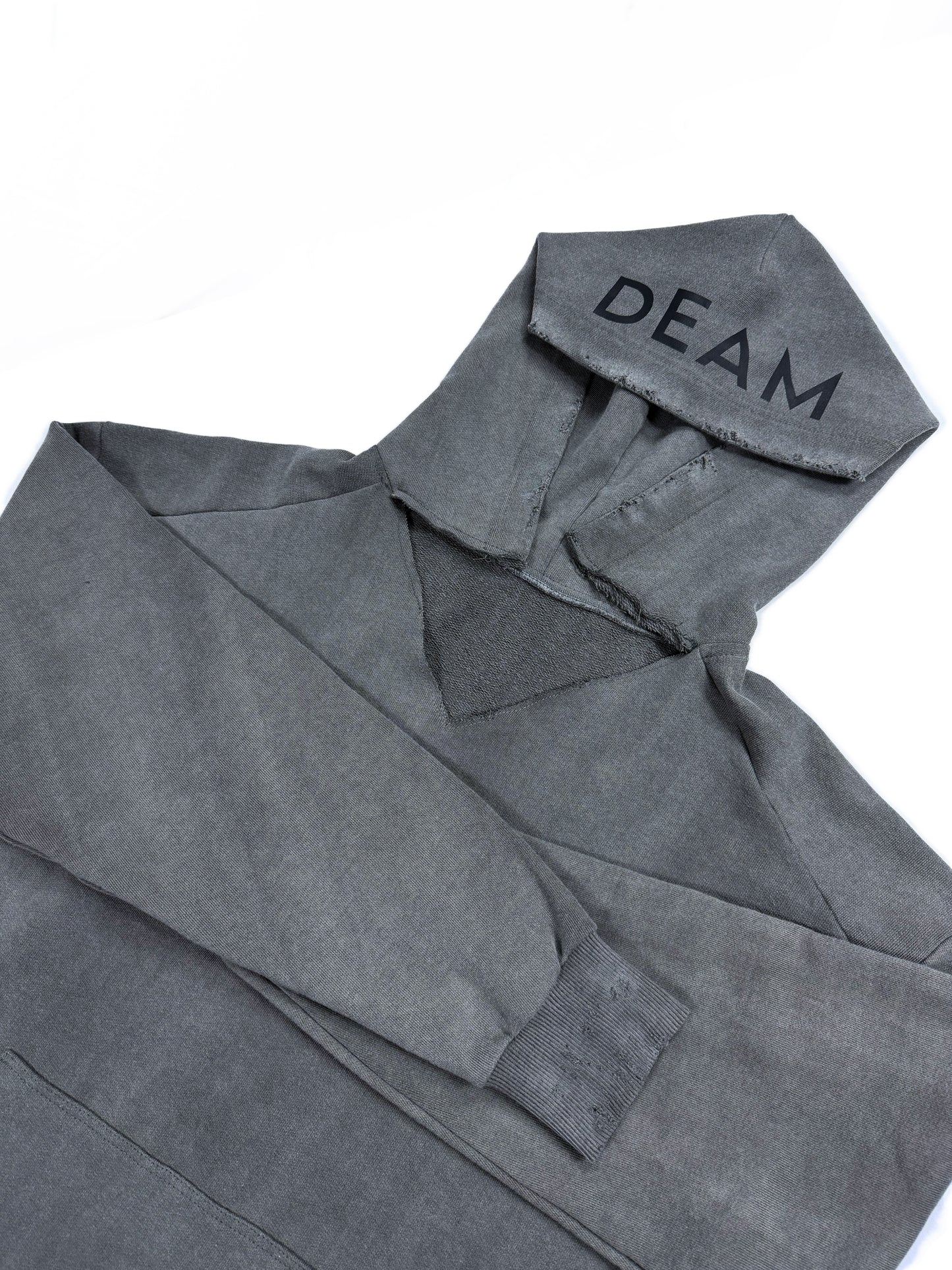 DEAM GREY DELAVE WOMEN DISTRESSED HOODIE WITH PRINT