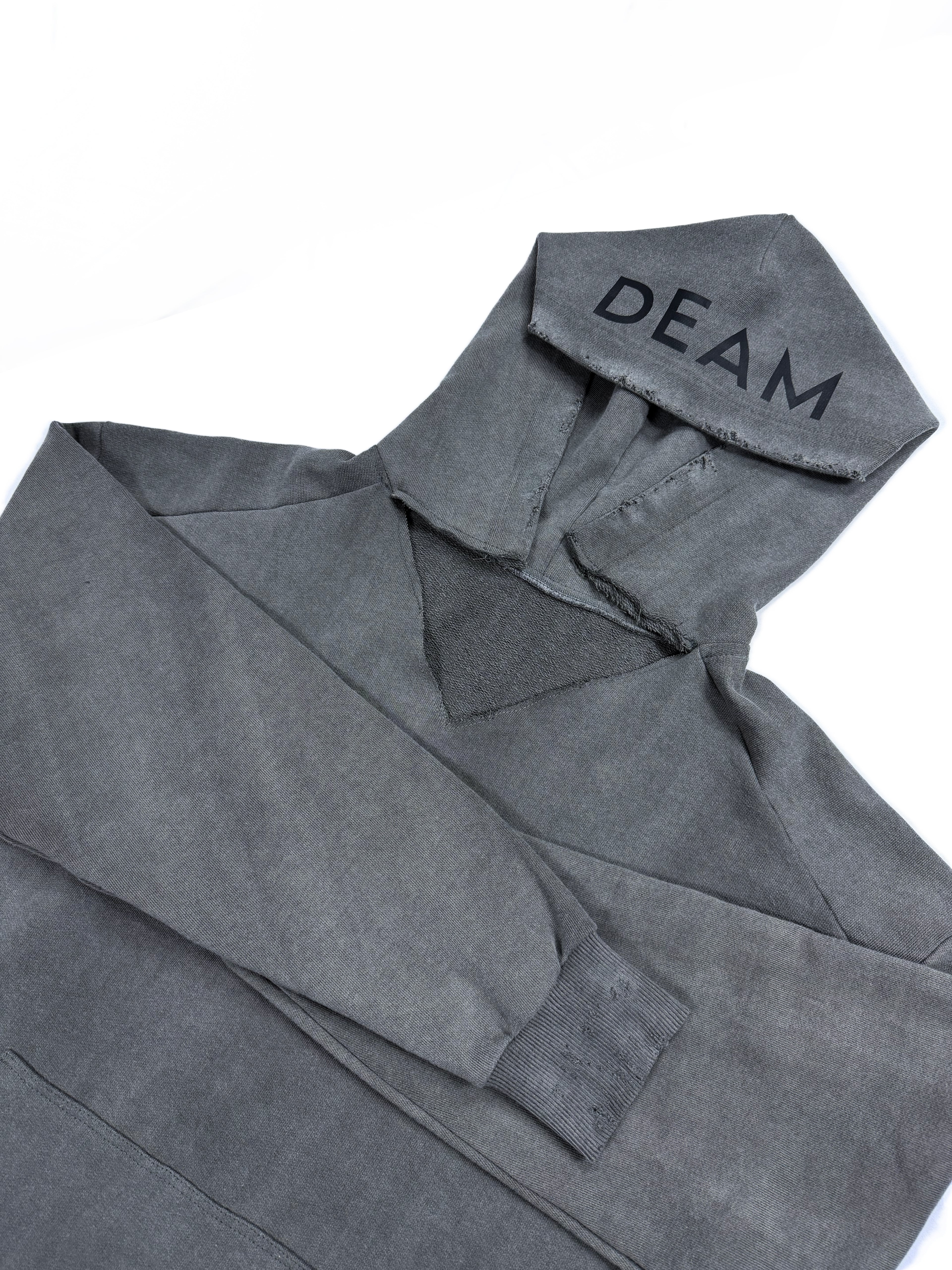 DEAM GREY DELAVE WOMEN DISTRESSED HOODIE WITH PRINT